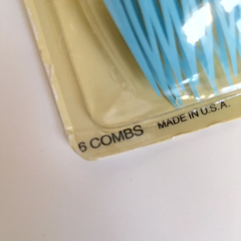 Vtg 80s Goody Side Combs Pink Yellow Blue Bow Wave 6 Pack 8063‎ NOS Sealed